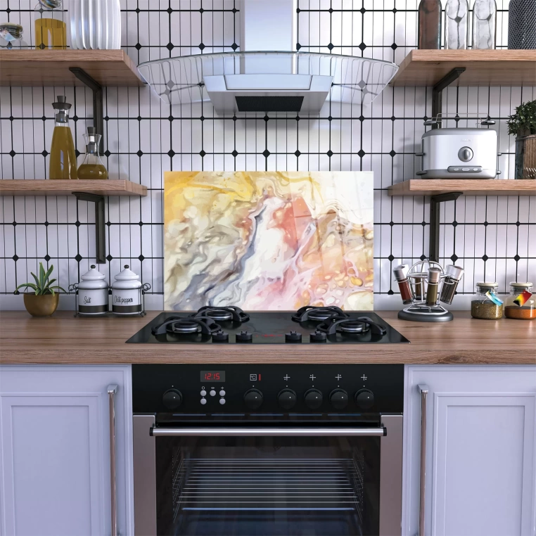 Vivantes Stove Back Tempered Glass Protector-Colorful Marble