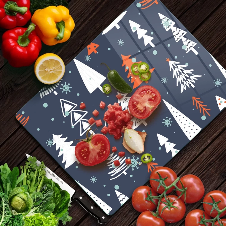 Tempered Glass Cutting Board - Evergreens